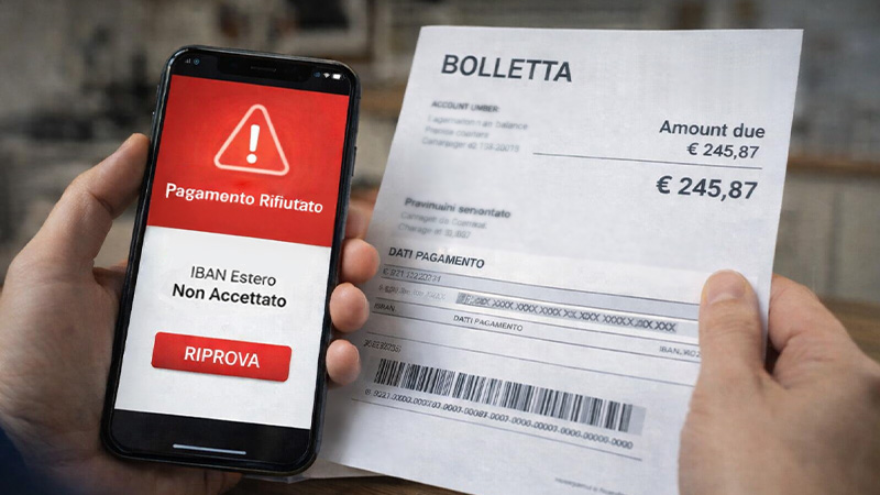 Mano inquadra bolletta con smartphone